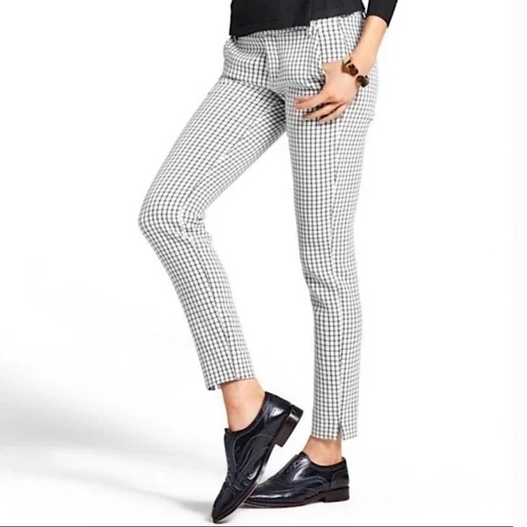 Cabi 4 Black and White Windowpane Slim Trouser Ankle Pant 3203 - Picture 1 of 9